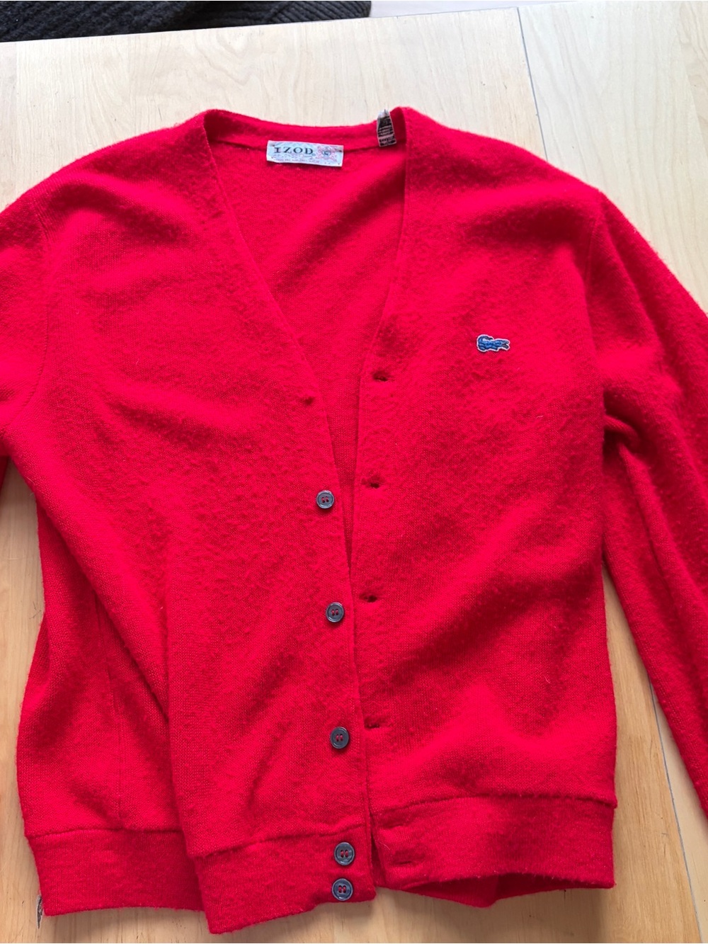 Bright Red Alligator Cardigan Sweater